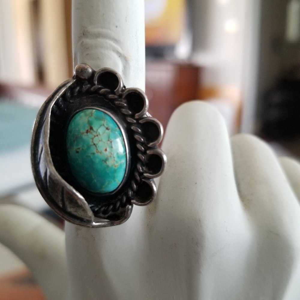 Turquoise And Silver Statement Ring - image 4